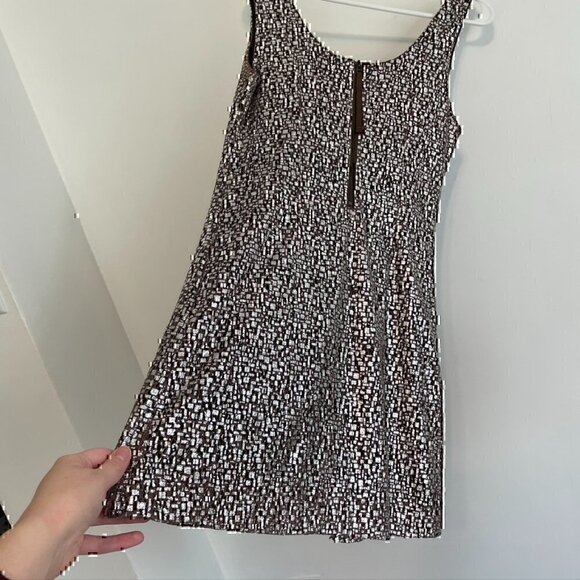 GUESS Mauve Brown / Purple Silver Metallic Sleeveless Ruffle Party Mini Dress 3 - Picture 12 of 12
